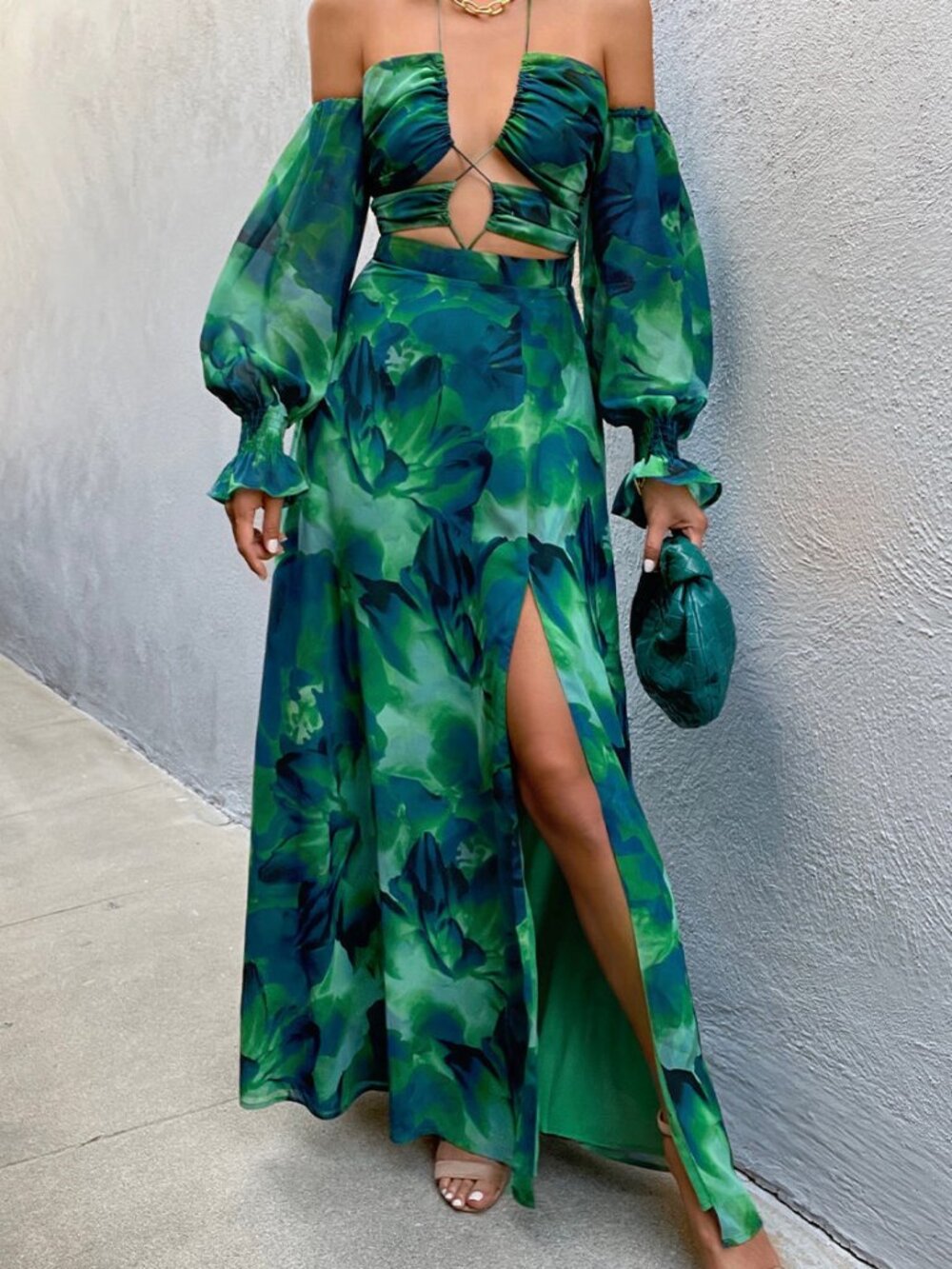 Eye Candy Couture Emerald Green Floral Dress
